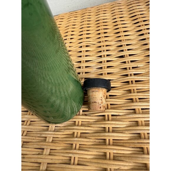 Vintage 30's Spongeware Ceramic Bottle With Cork Stopper Green Red - Picture 3 of 8